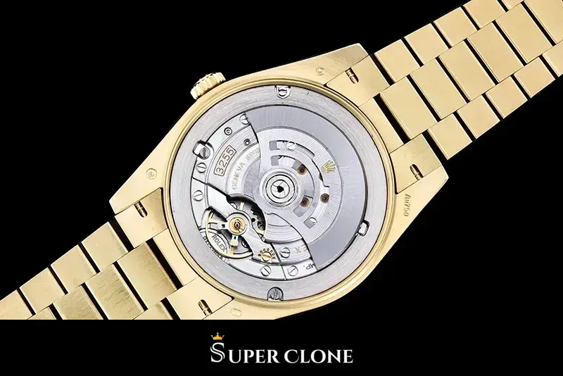 Rolex Day-Date 228238 miyota replica white dial — caseback detail