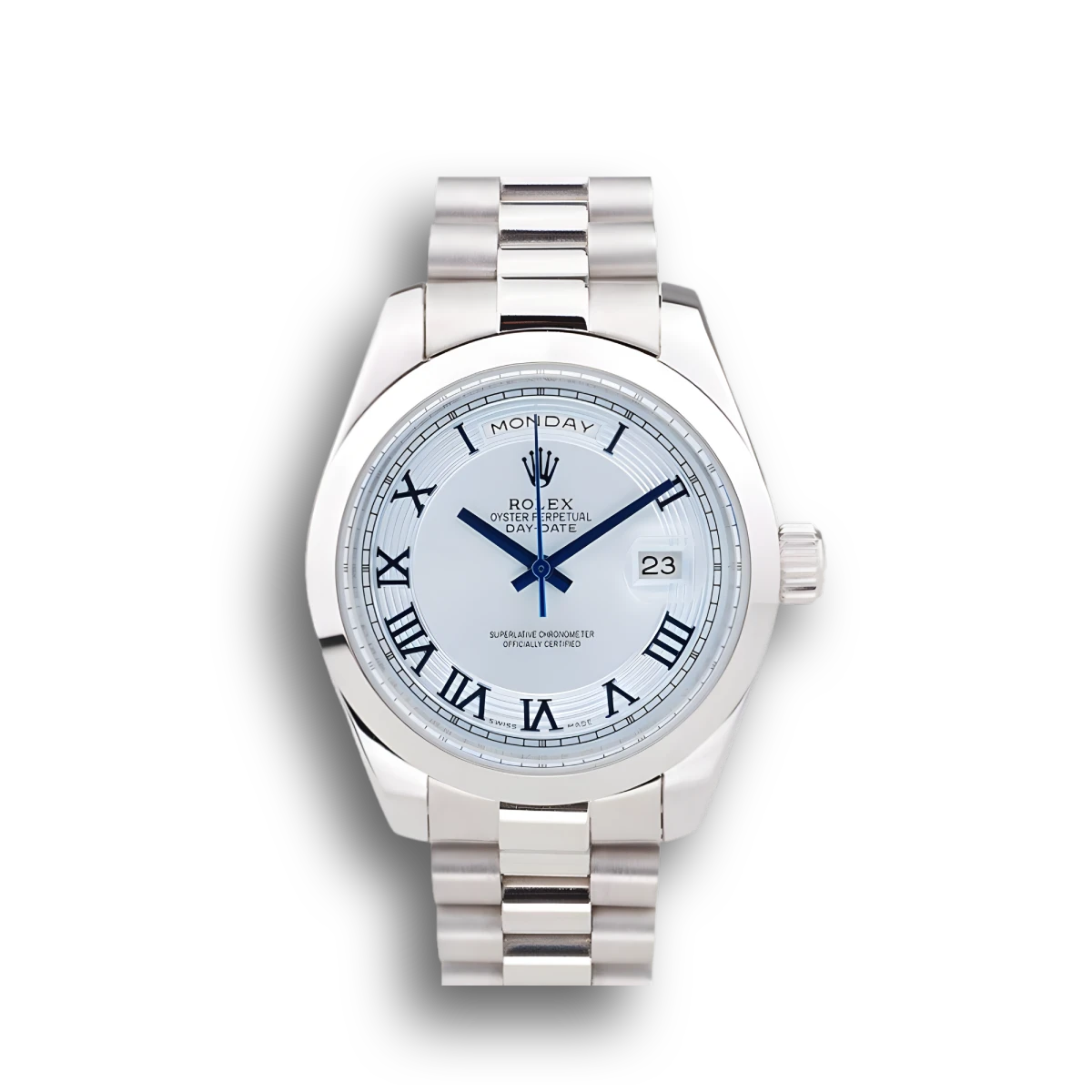 Day-Date SC197 clone white dial — front view