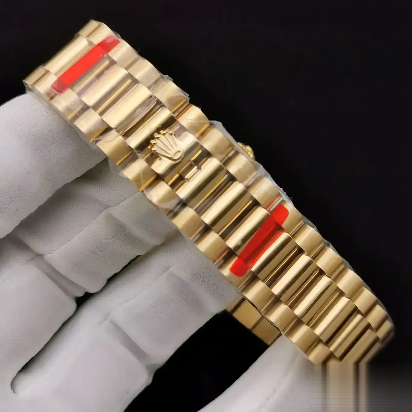 Rolex Day-Date 228239 replica mother of pearl dial — caseback detail