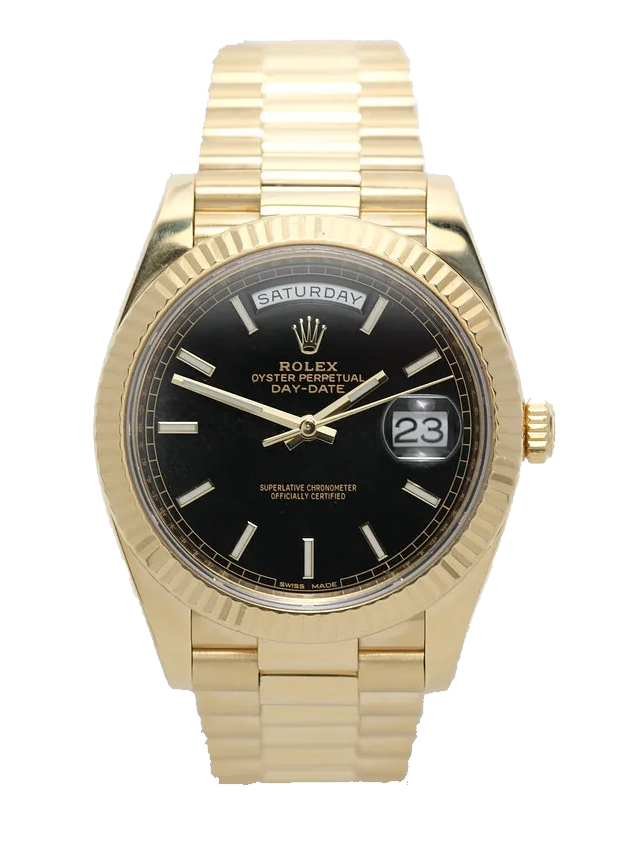 Day-Date 228238 replica black dial — front view