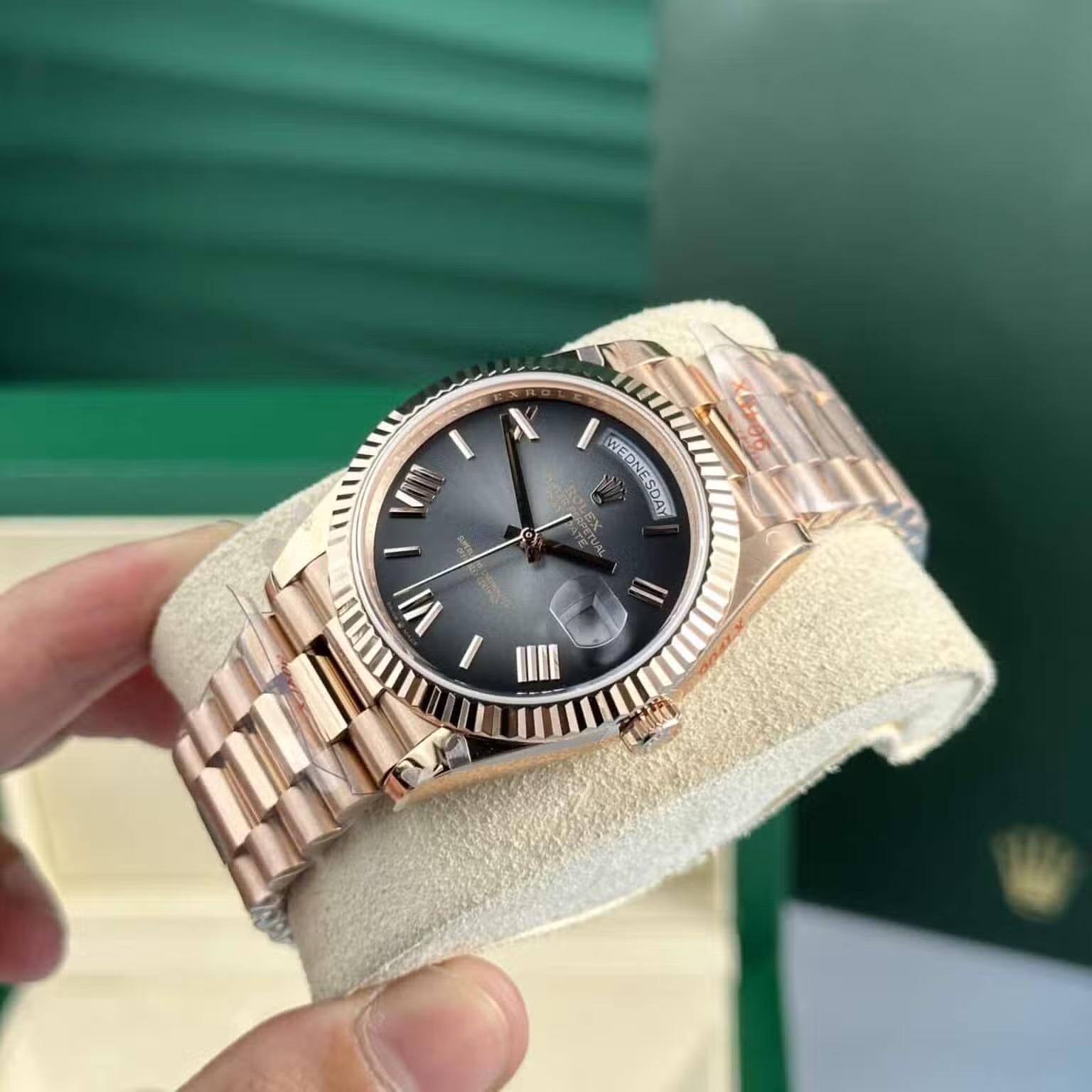 Rolex Day-Date 228235 super clone replica 40mm — wrist shot