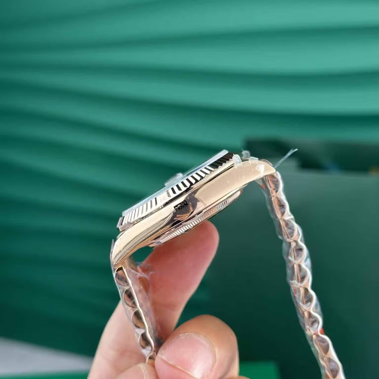 Day-Date 228235 super clone replica black dial — angled view