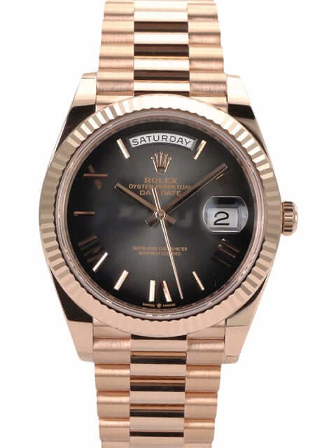 Rolex Day-Date 228235 replica black dial — front view