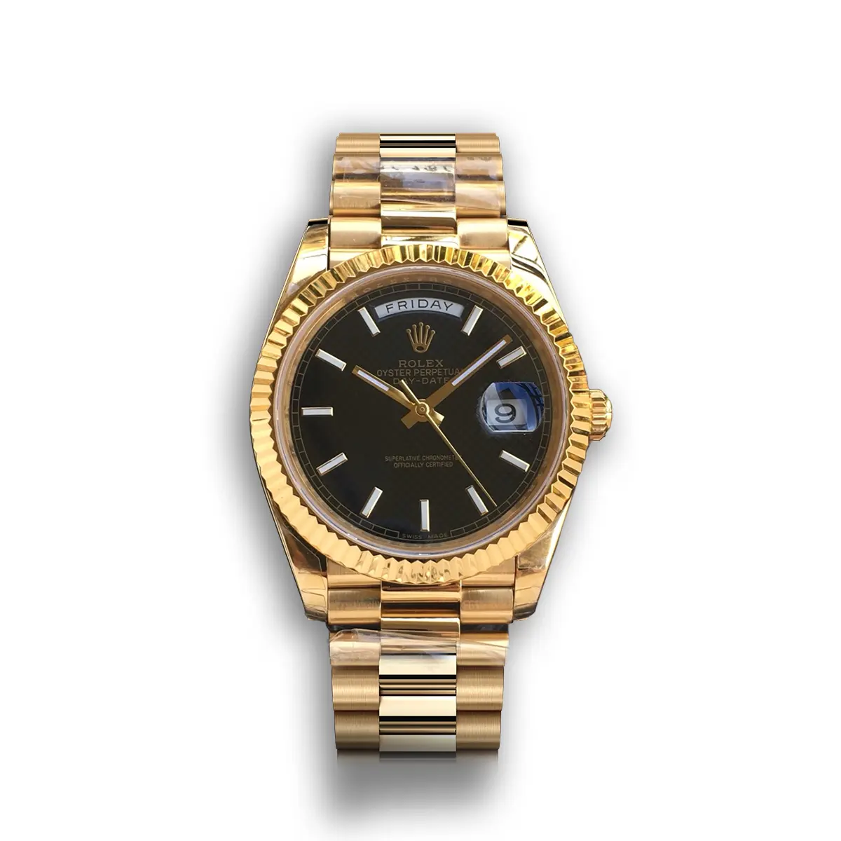 Day-Date 41985 1:1 replica black dial — front view