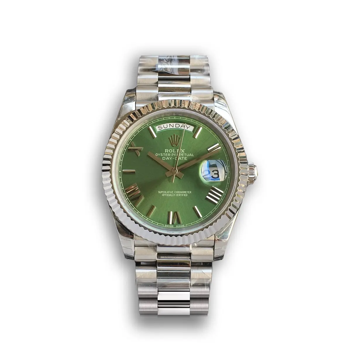 Day-Date 41985 1:1 replica green dial — front view
