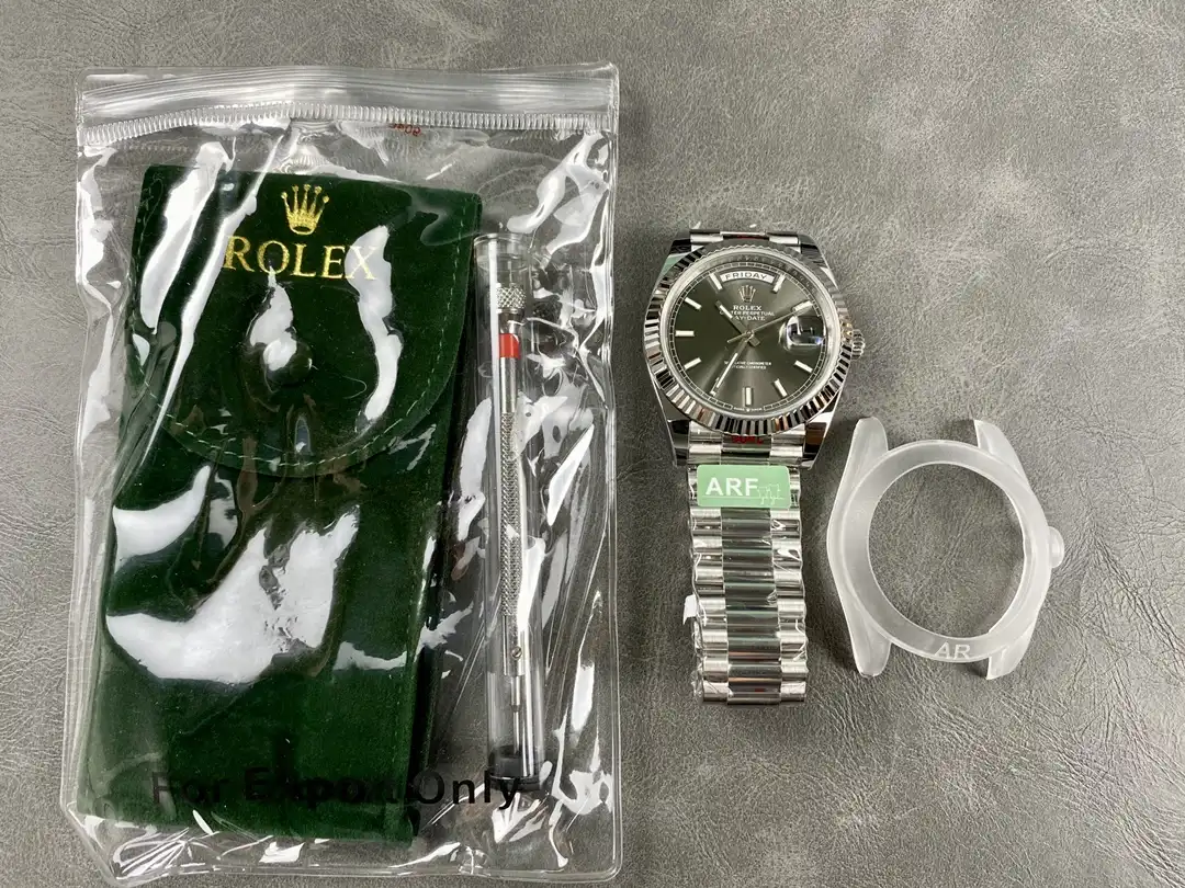 Day-Date 41985 super clone replica slate set dial — angled view