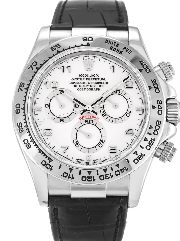 Daytona 116519 replica white dial — front view