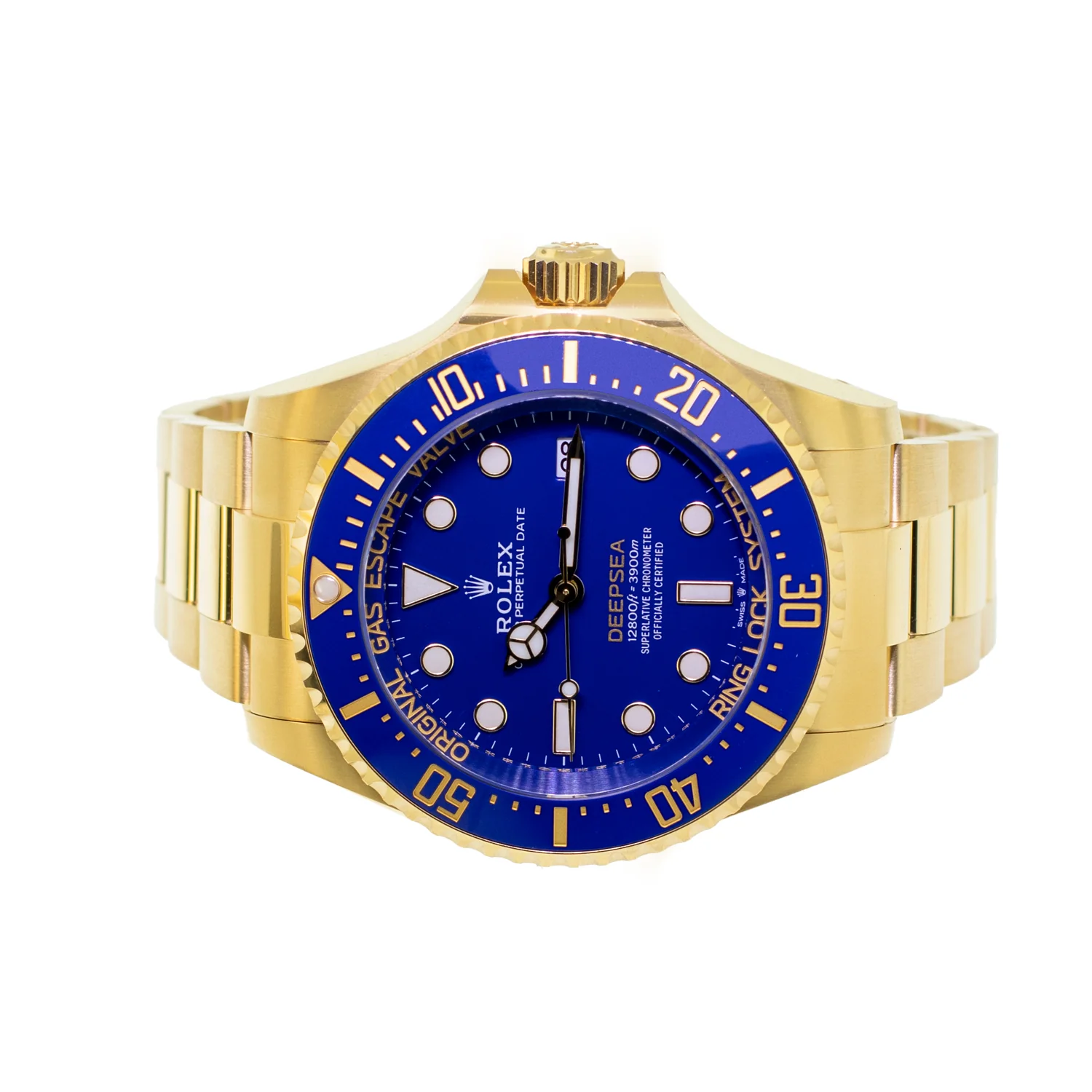 Rolex Deepsea 136668LB clone blue dial — bezel macro