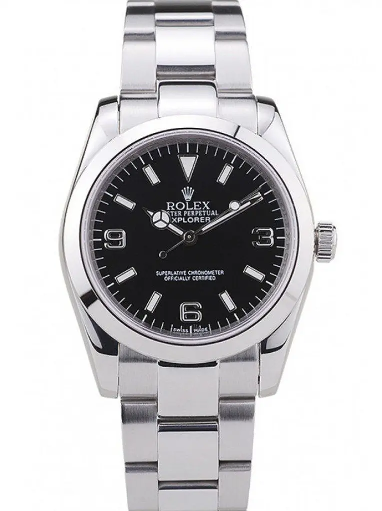 Rolex Explorer 14270 copy black dial — front view