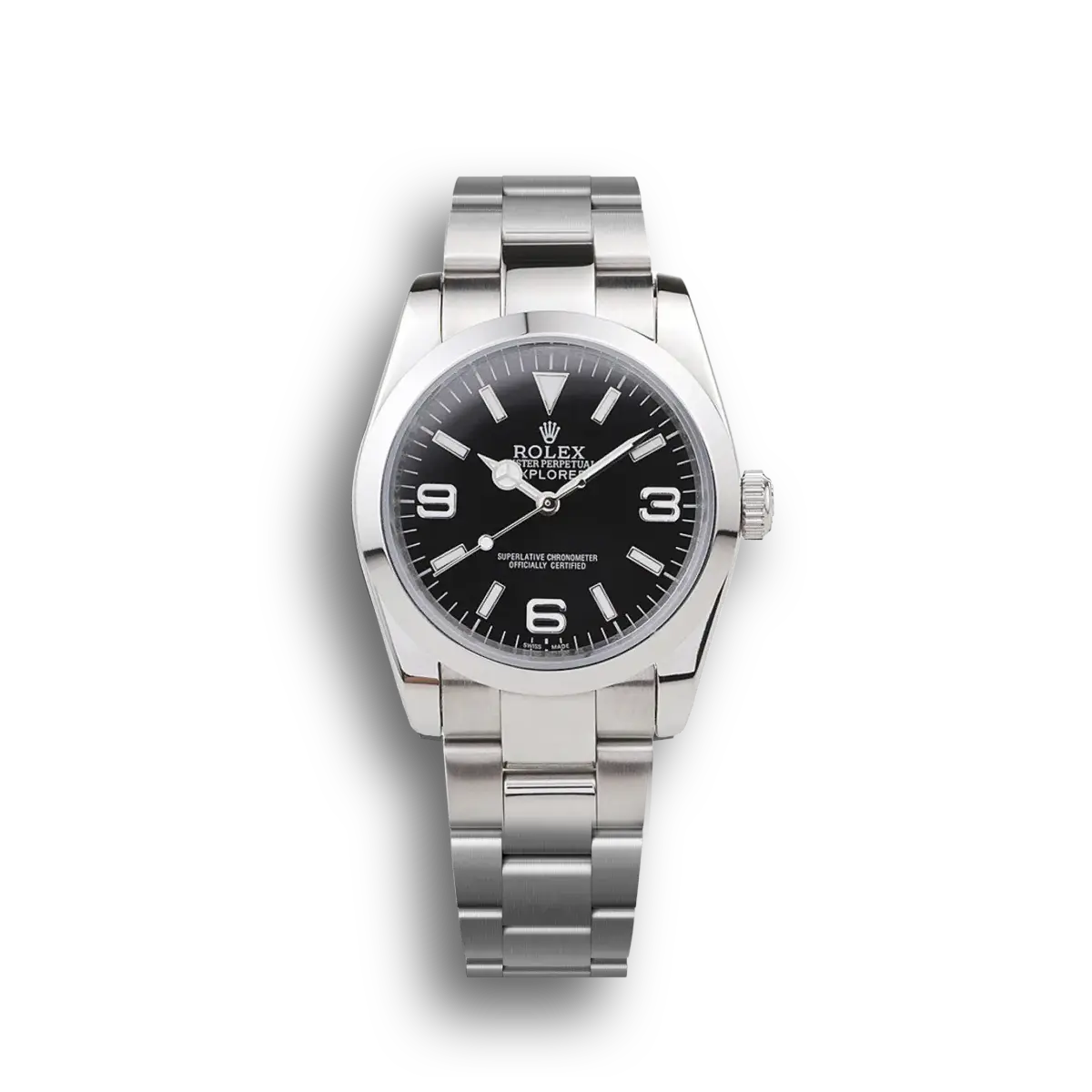 Rolex Explorer 98087 1:1 replica black dial — front view