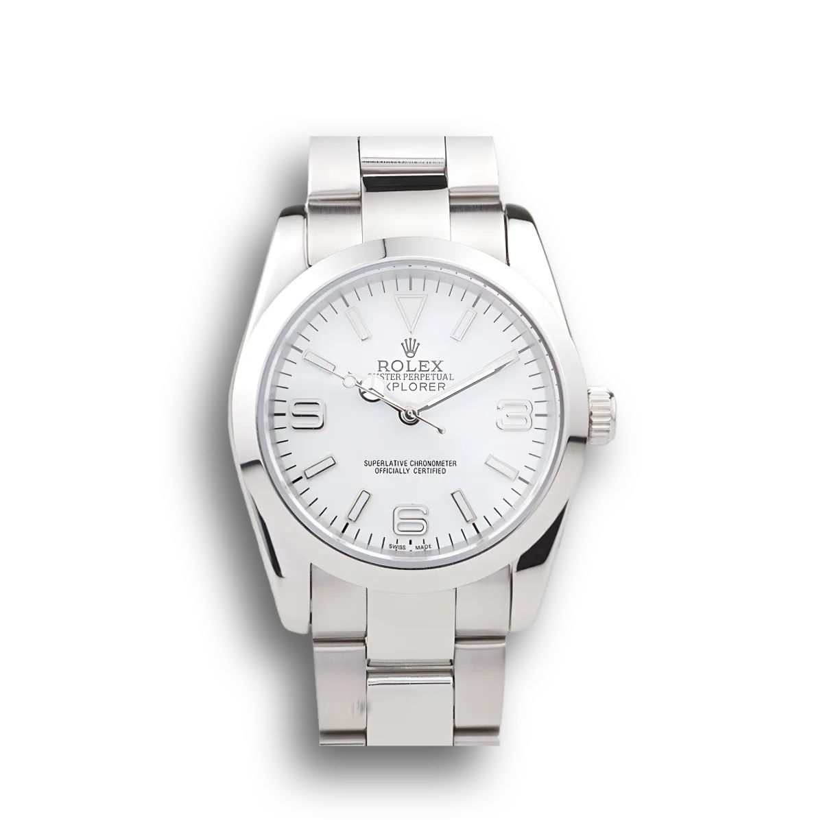 Explorer 98086 clone silver dial — front view