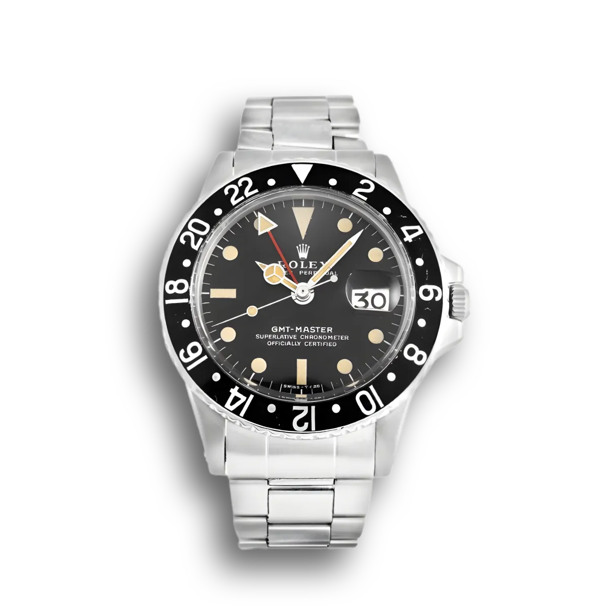 GMT-Master 1675 super clone replica black dial — front view