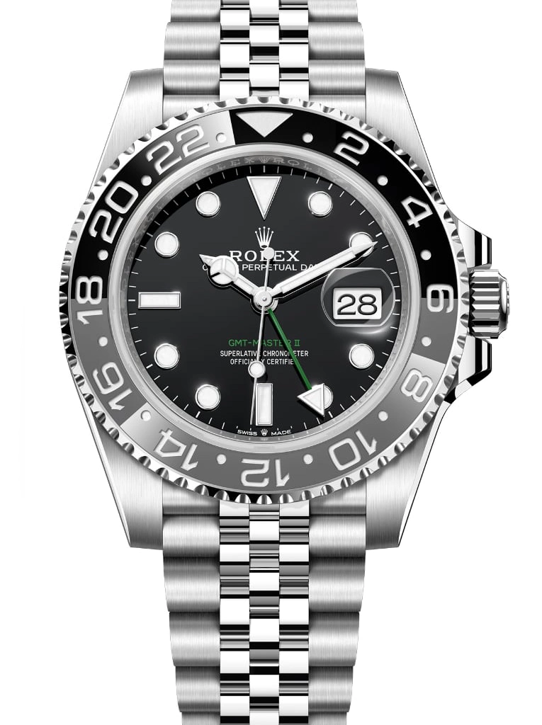 Rolex GMT-Master 126710GRNR Bruce Wayne 1:1 replica black dial — front view