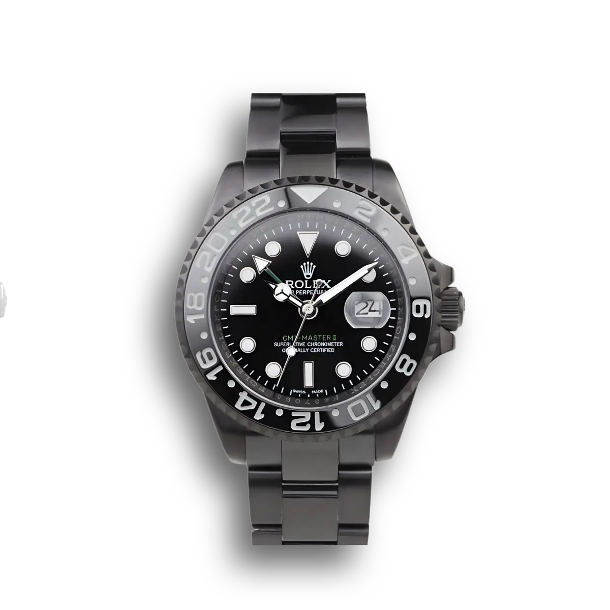 Rolex GMT-Master SC016829 fake black dial — front view