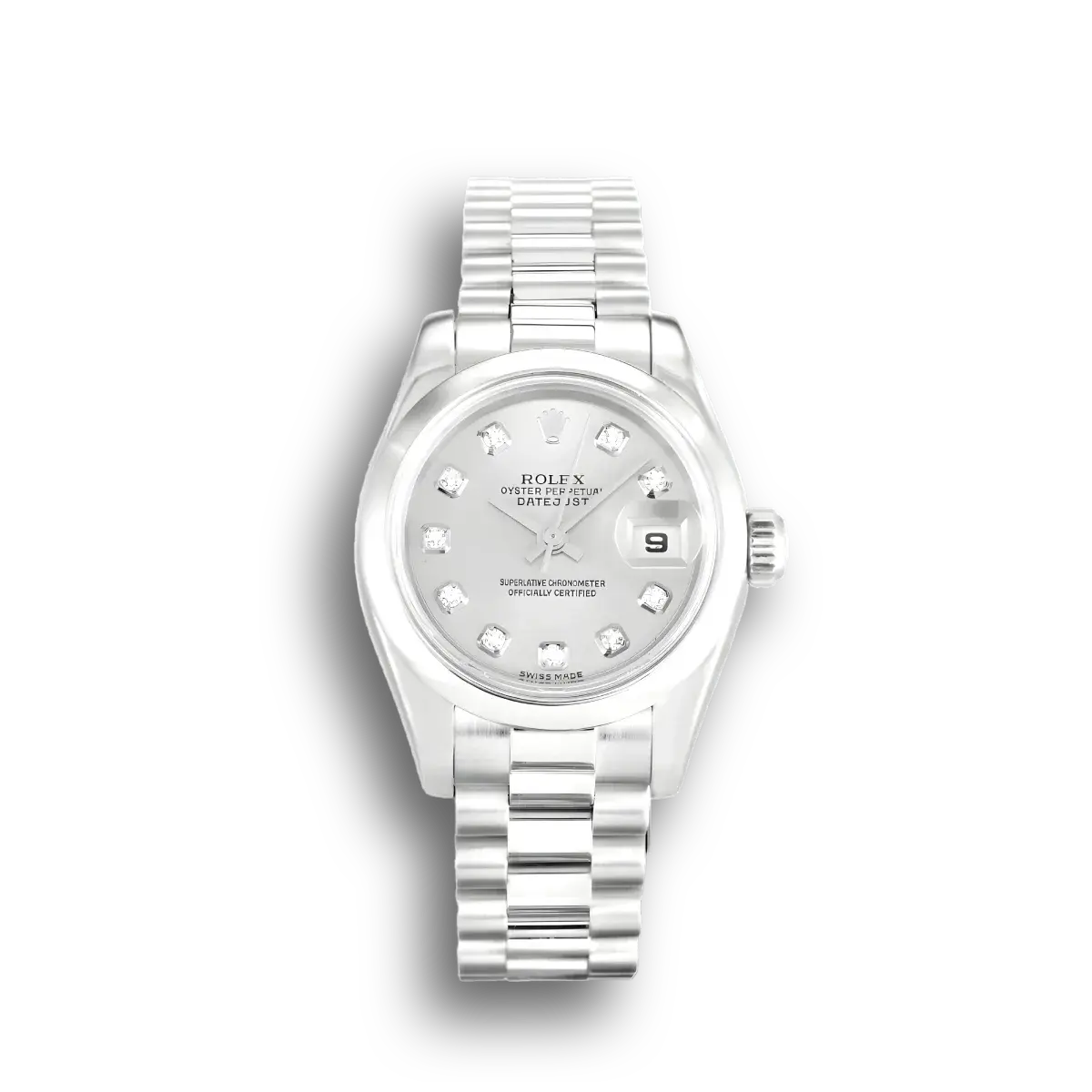 Rolex Lady-Datejust 179166 rolex clone silver dial — front view