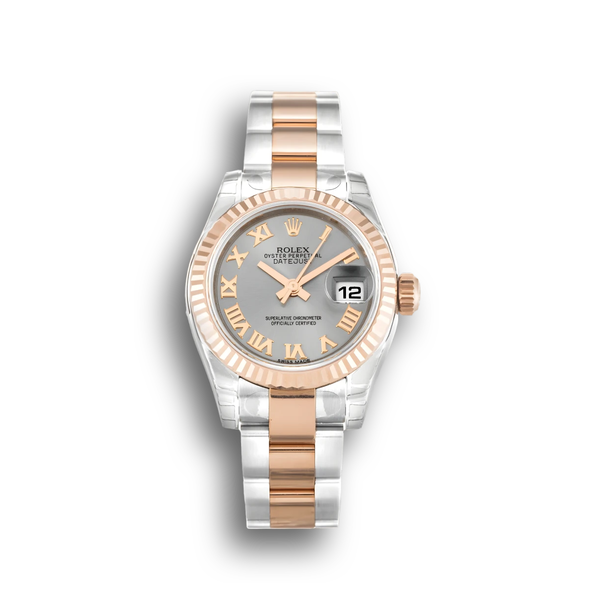 Rolex Lady-Datejust 179171 Rhodium Dial 26mm Rose Gold Bezel