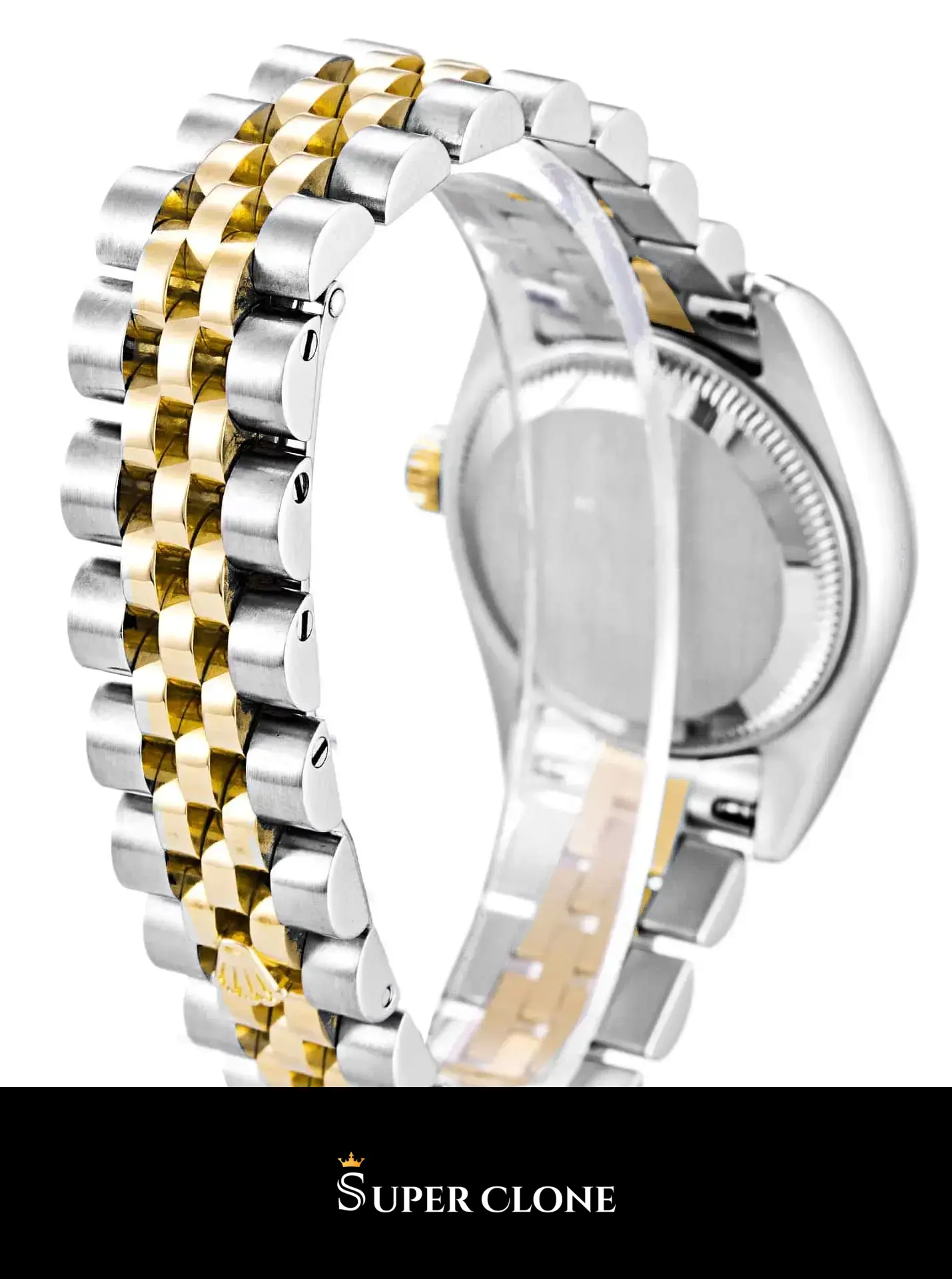 Lady-Datejust 179173 rolex copy silver dial — caseback detail
