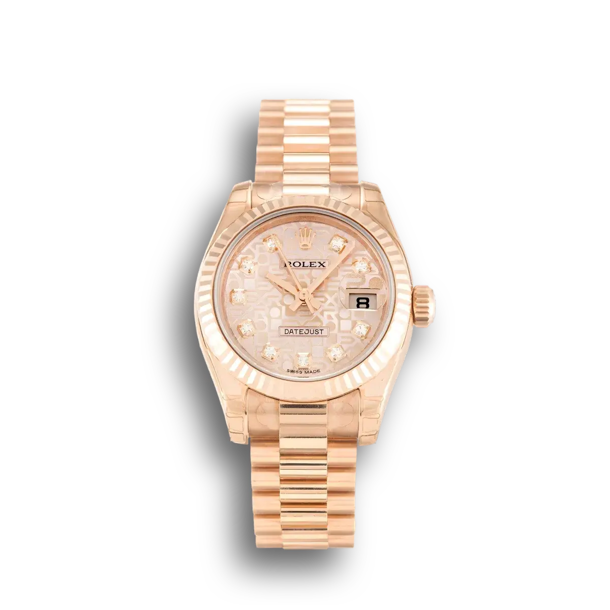 Rolex Lady-Datejust 179175 replica rose dial — front view