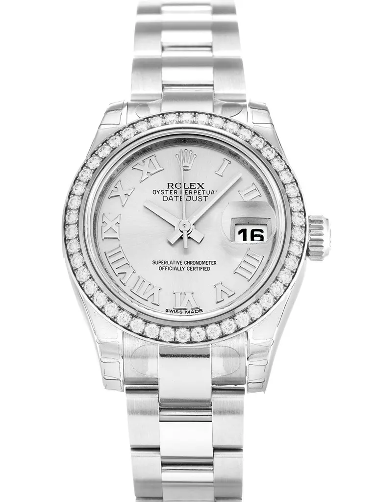 Rolex Lady-Datejust 179384 copy silver dial — front view