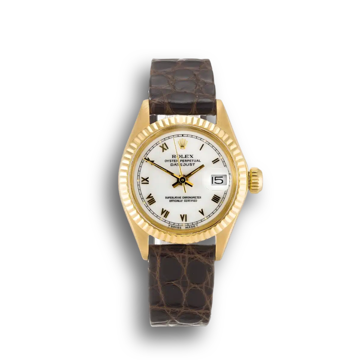 Rolex Lady-Datejust 6916 super clone replica white dial — front view