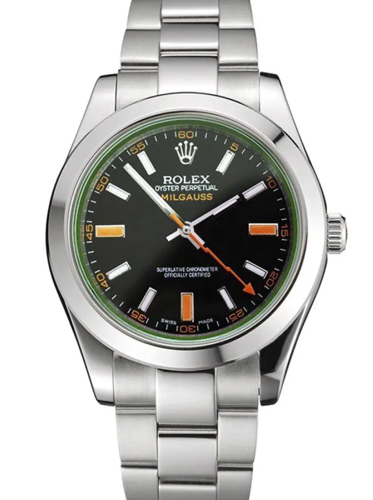 Rolex Milgauss 016836 super clone replica black dial — front view