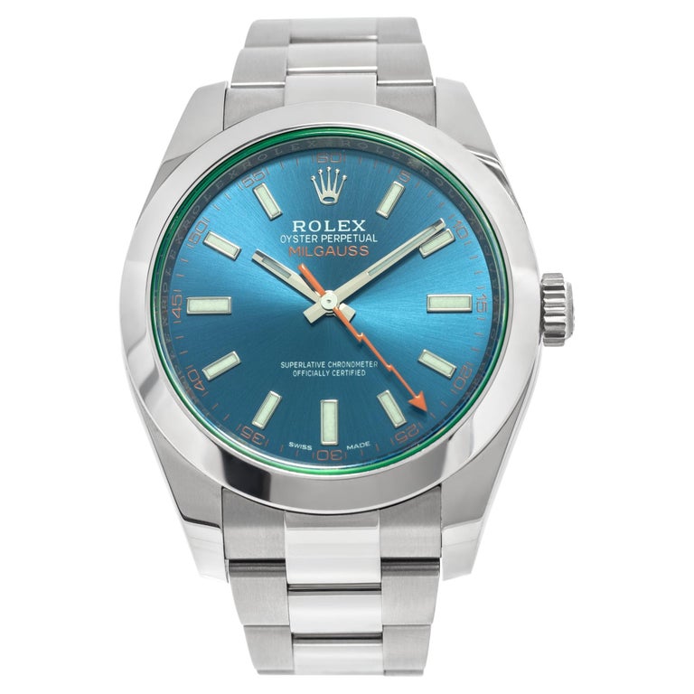 Rolex Milgauss 116400GV super clone replica blue dial — front view