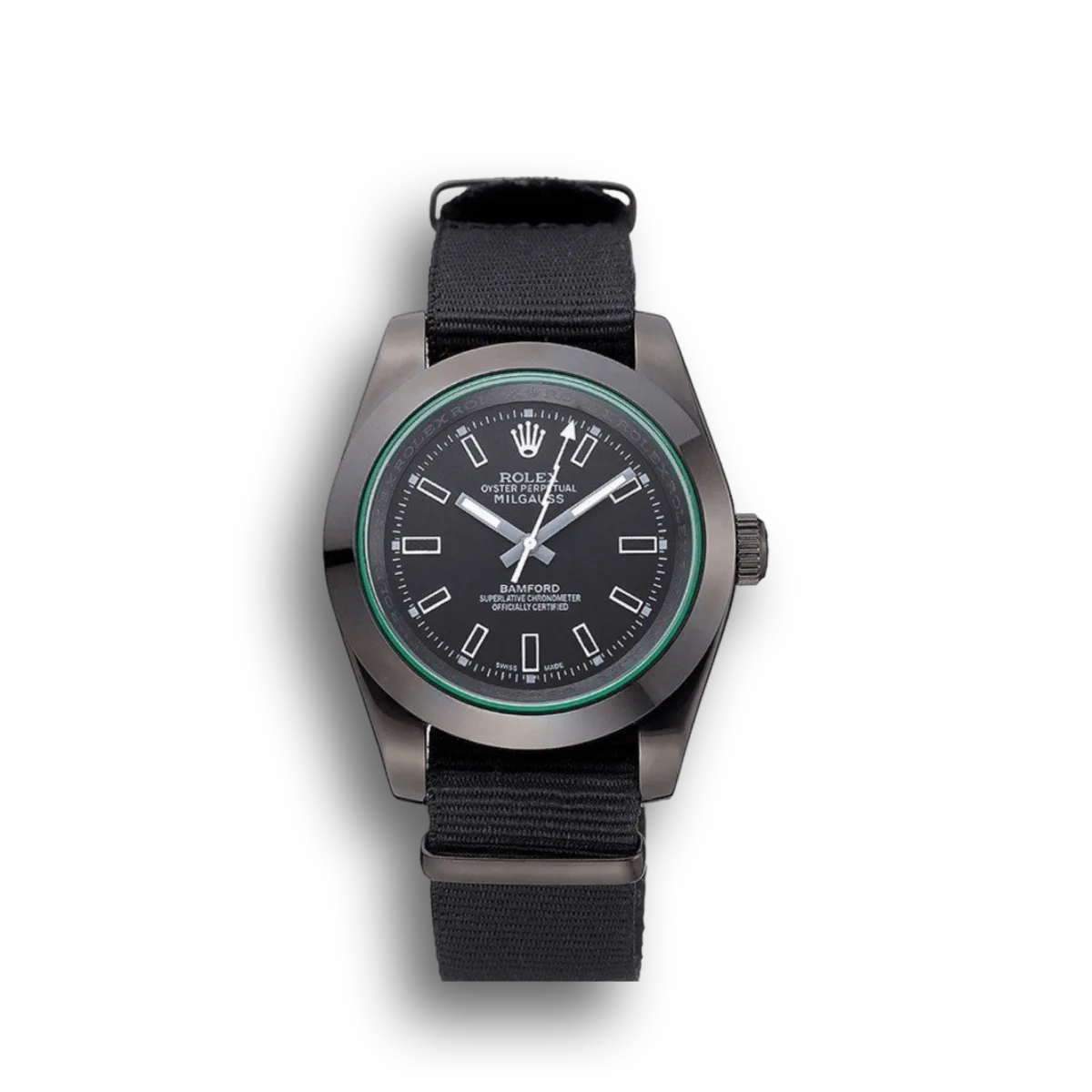 Milgauss 622001 super clone replica black dial — front view