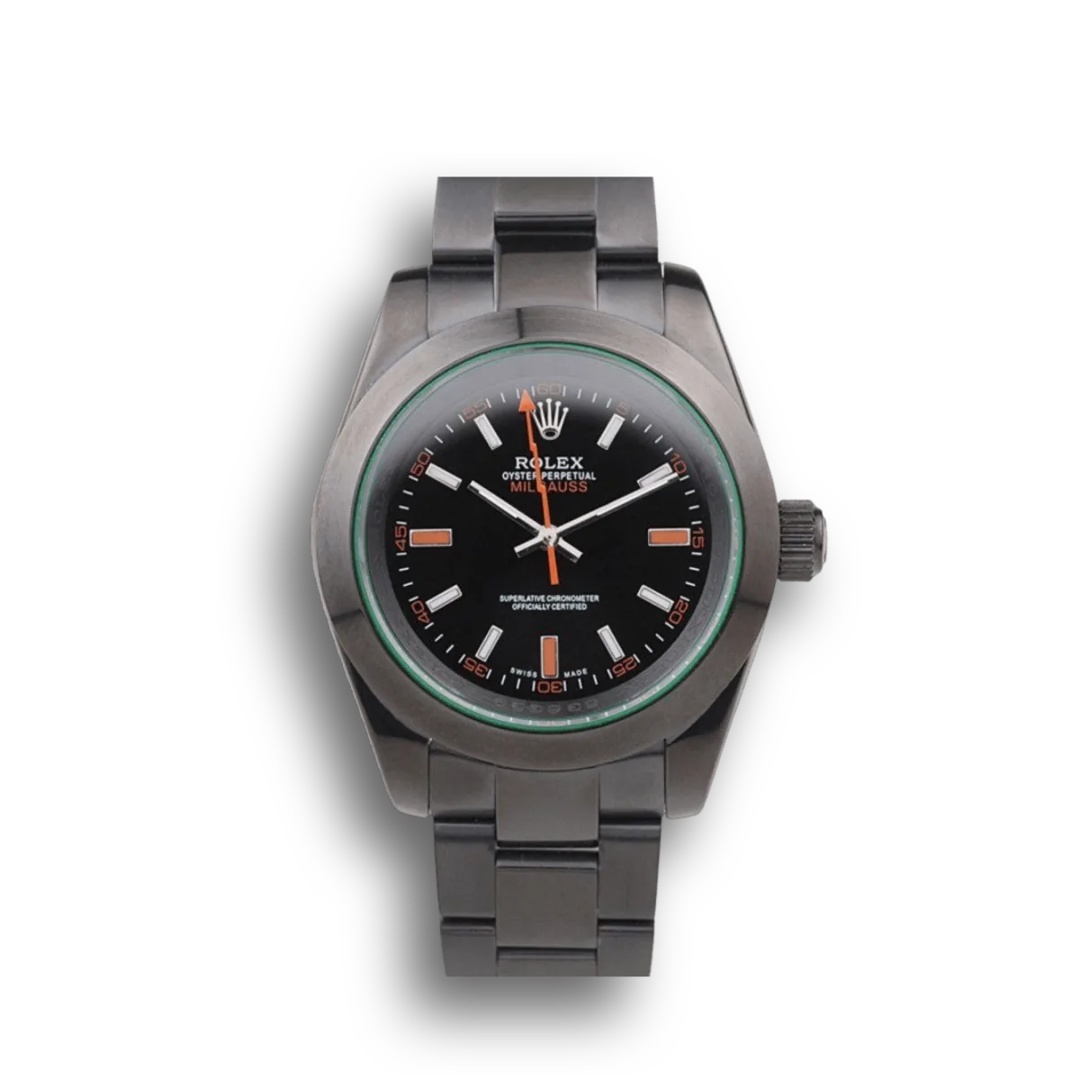 Milgauss SC05090290 copy black dial — front view