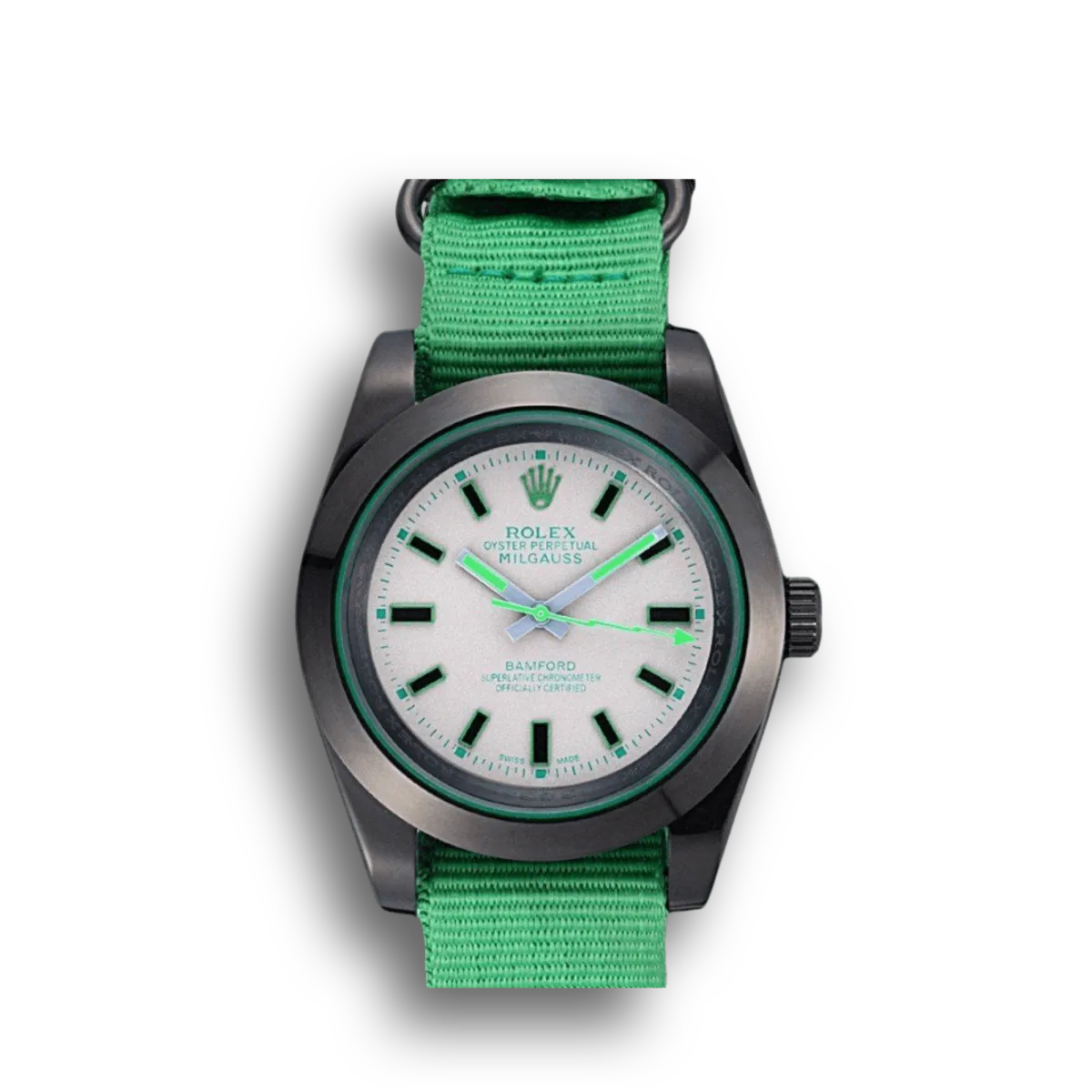 Rolex Milgauss 622004 1:1 replica green dial — front view