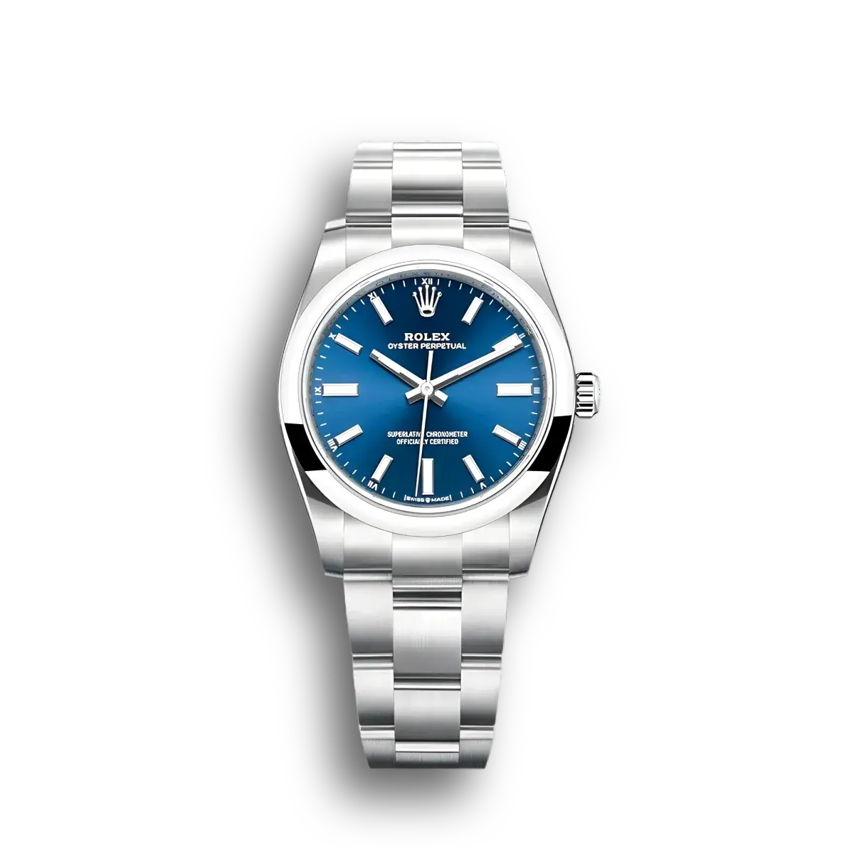 Rolex Oyster Perpetual 124200 replica blue dial — front view