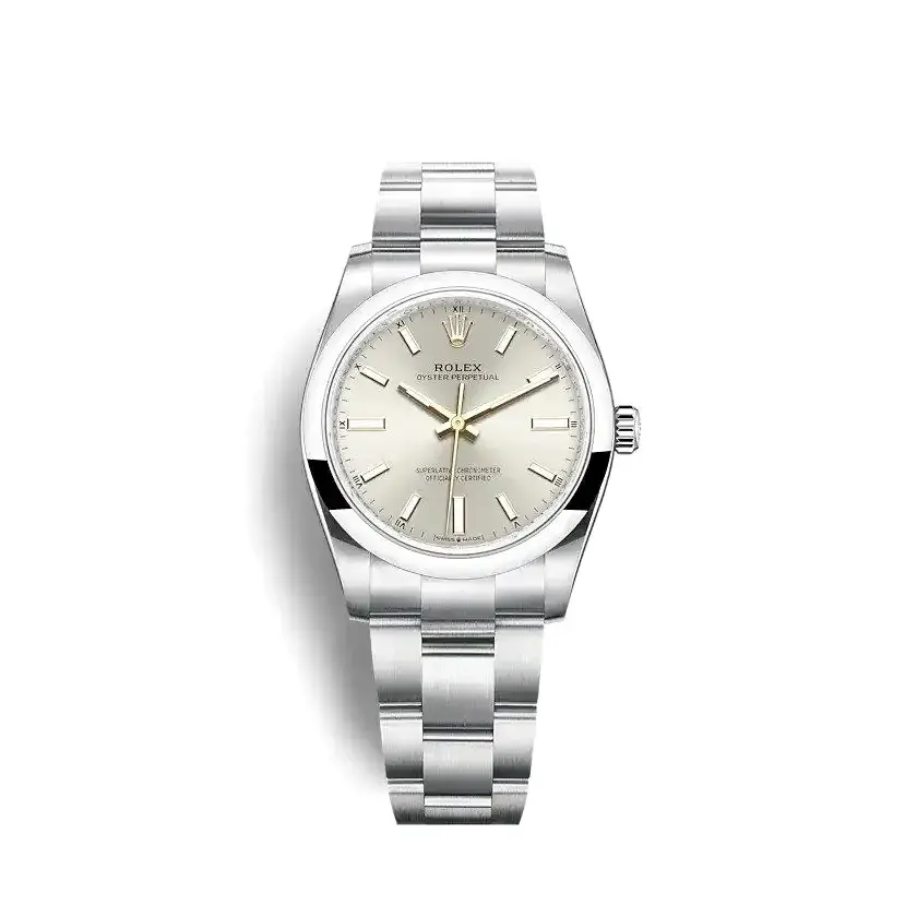 Oyster Perpetual 124200 rolex copy silver dial — front view