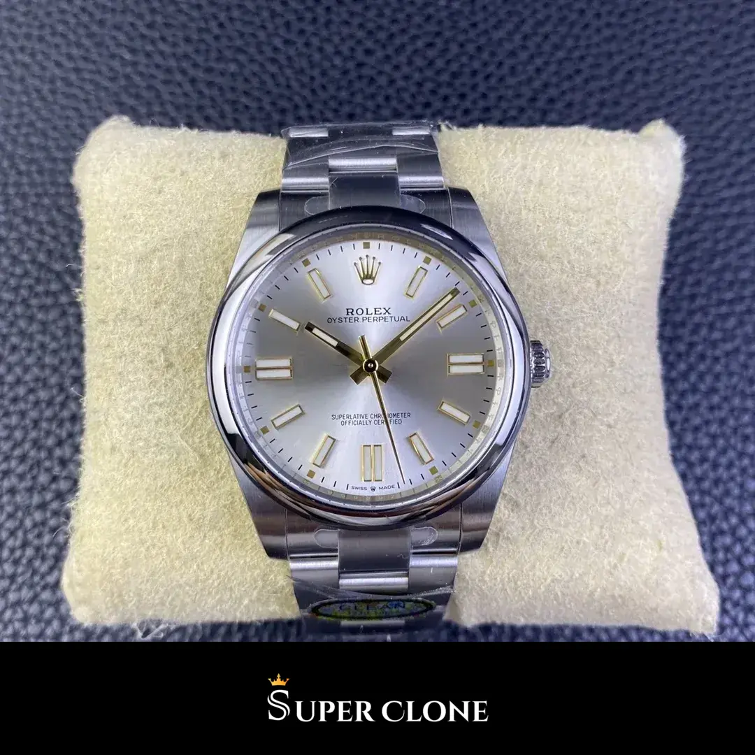 Oyster Perpetual 124300 japanese automatic replica yellow dial — bezel macro