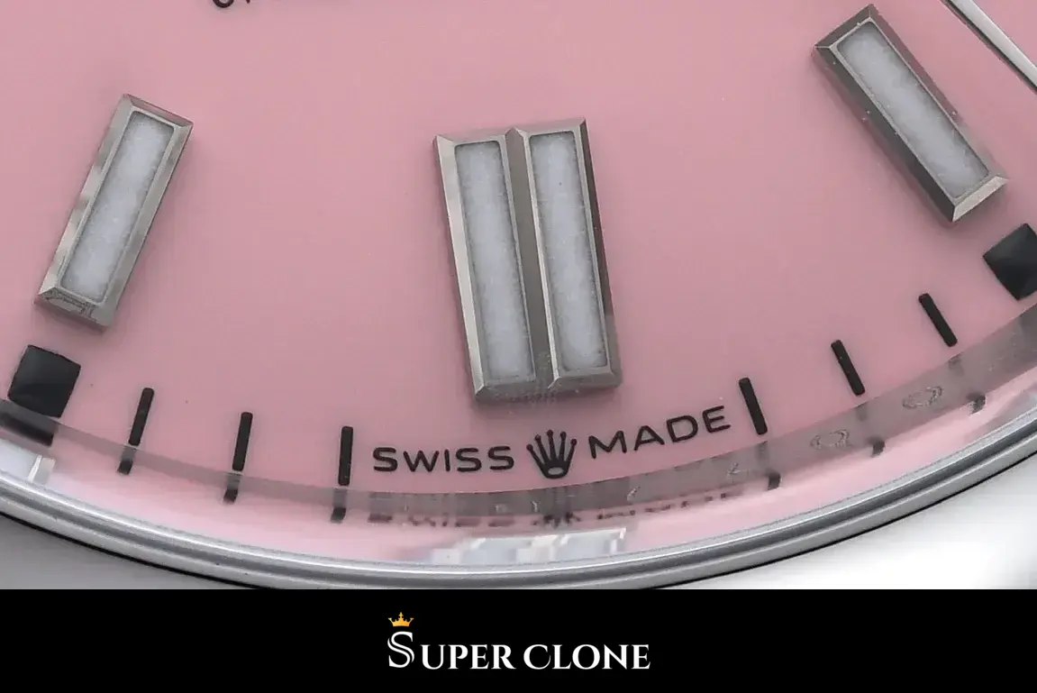 Rolex Oyster Perpetual 126000 rolex clone — crown and case detail