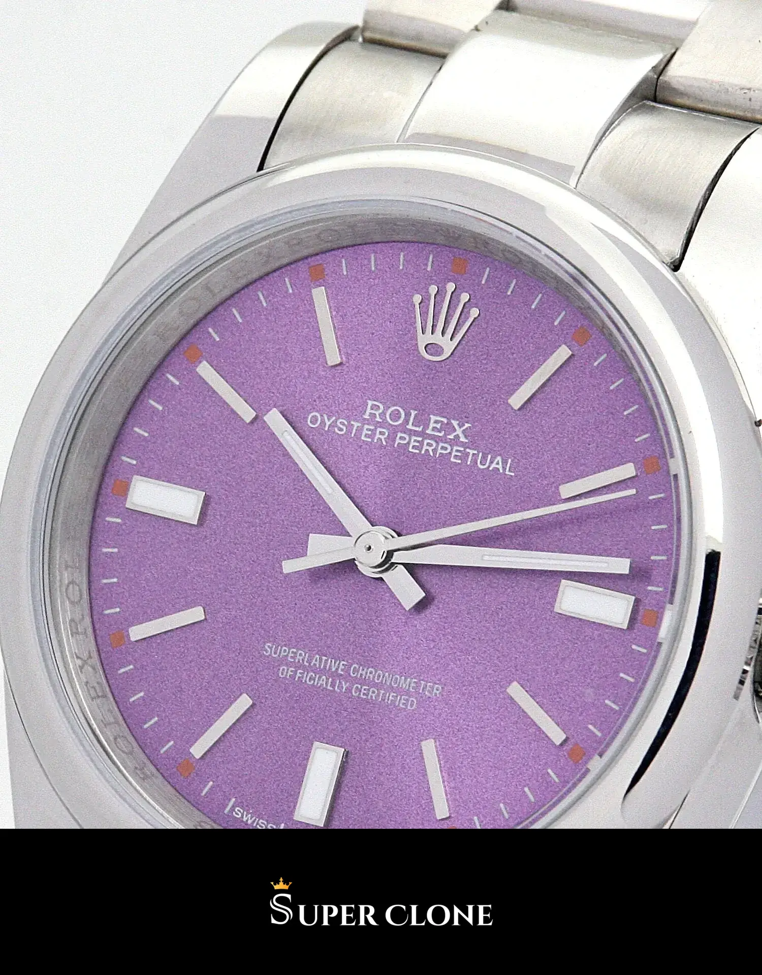 Oyster Perpetual 177200 rolex replica purple dial — caseback detail