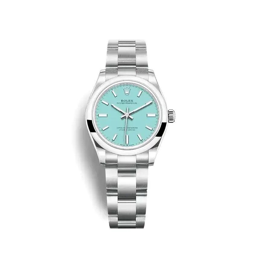 Oyster Perpetual 277200 japanese automatic replica turquoise blue dial — front view