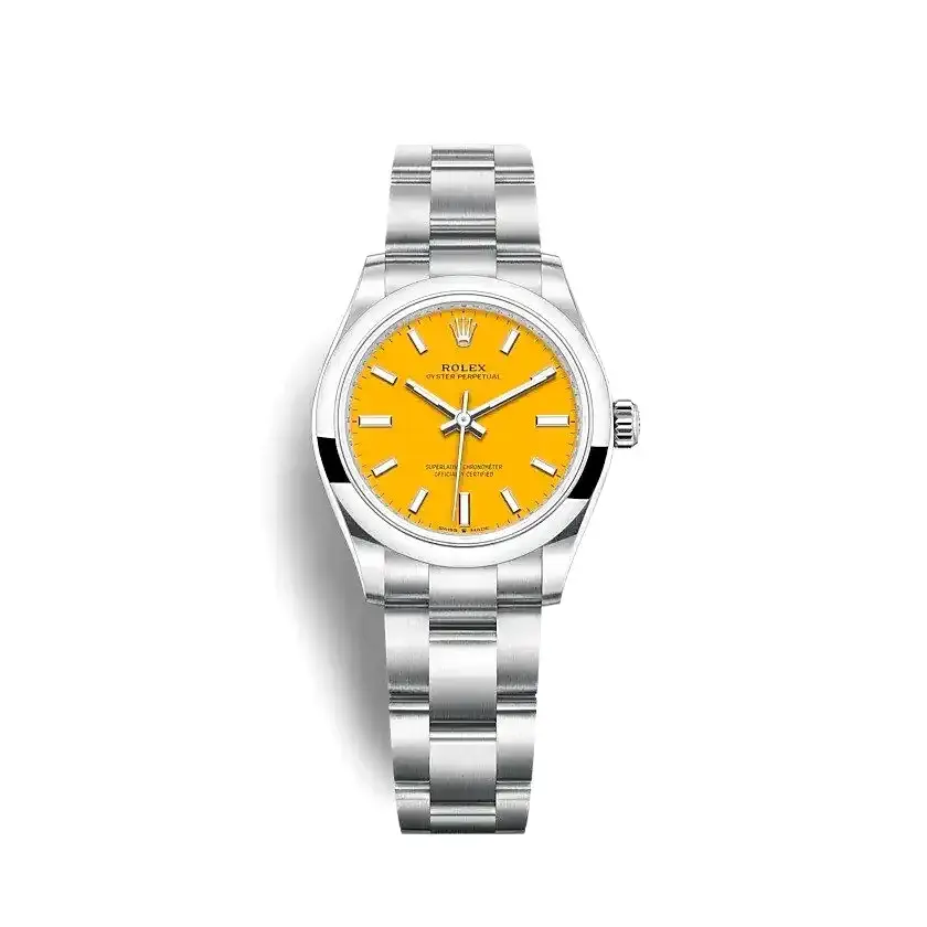 Oyster Perpetual 277200 rolex replica yellow dial — front view