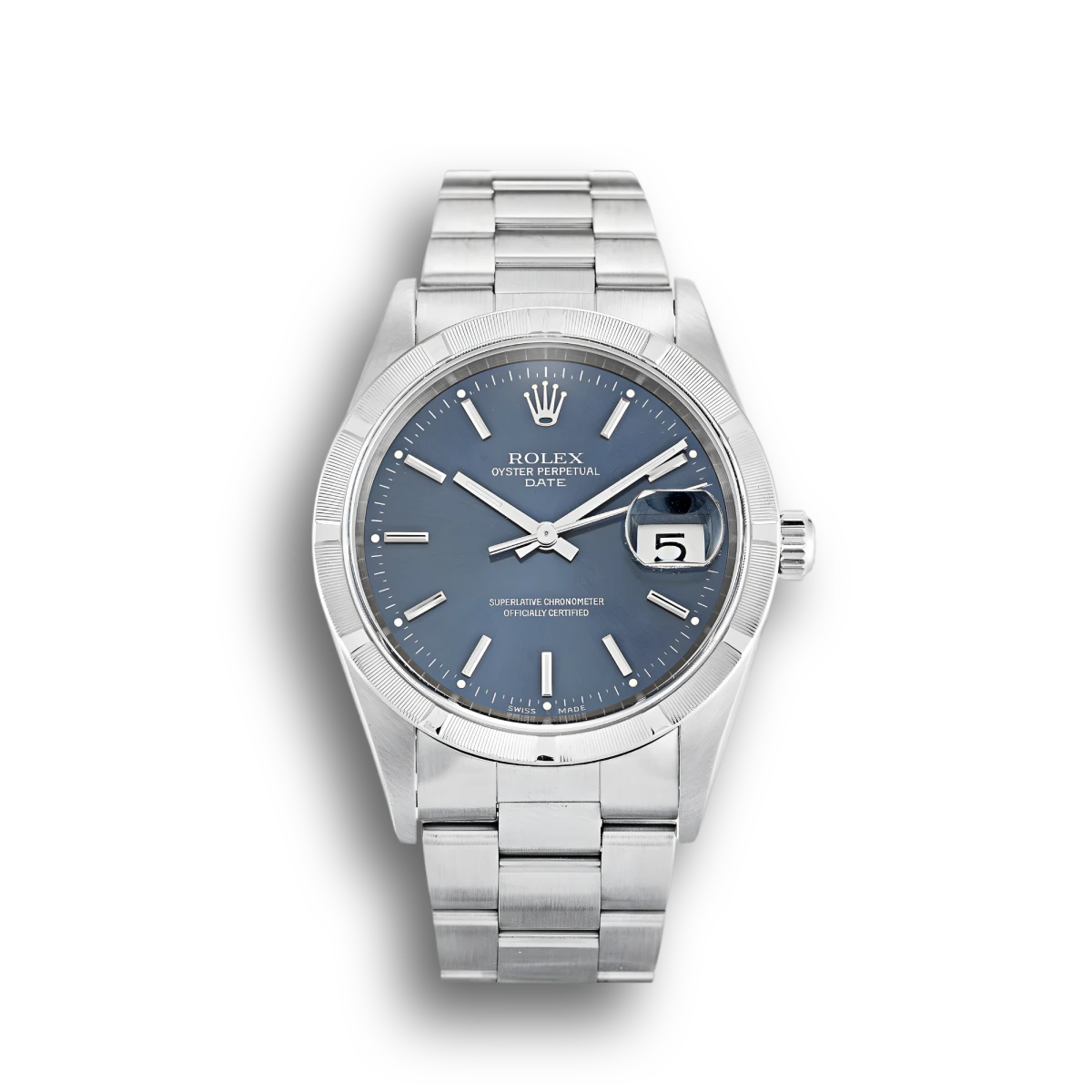 Rolex Oyster Perpetual 15210 clone blue dial — front view