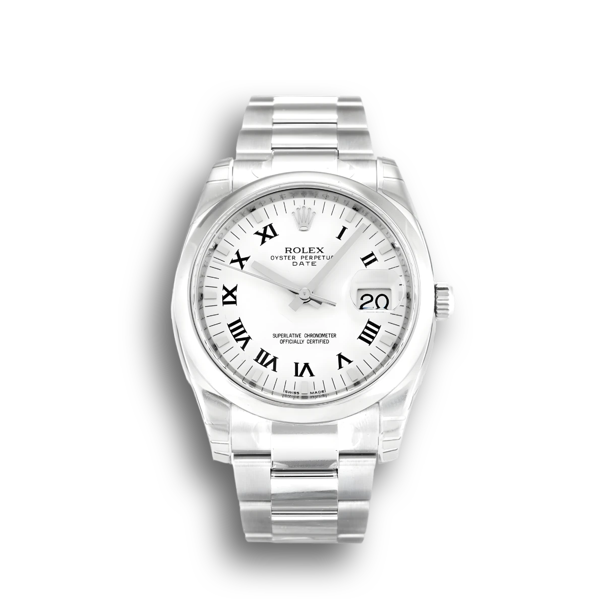 Oyster Perpetual 115200 clone white dial — front view