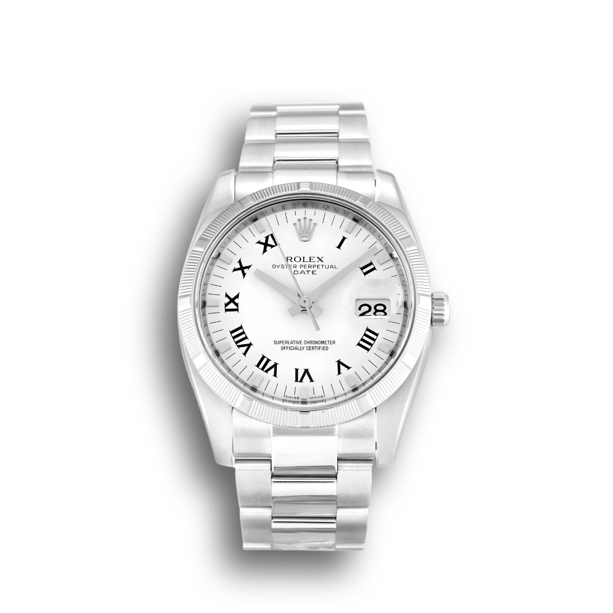 Rolex Oyster Perpetual 115210 replica white dial — front view