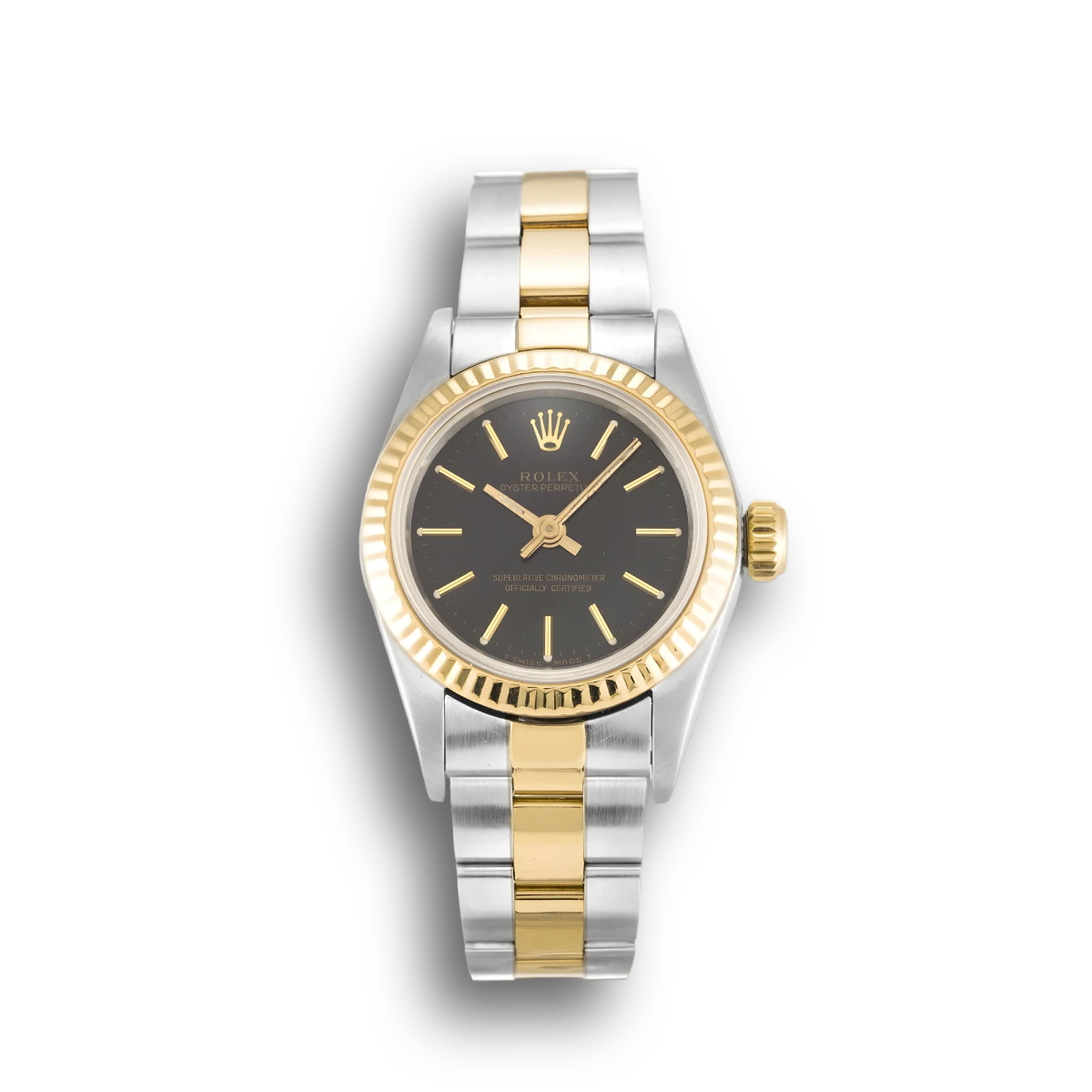 Rolex Oyster Perpetual 67193 clone black dial — front view