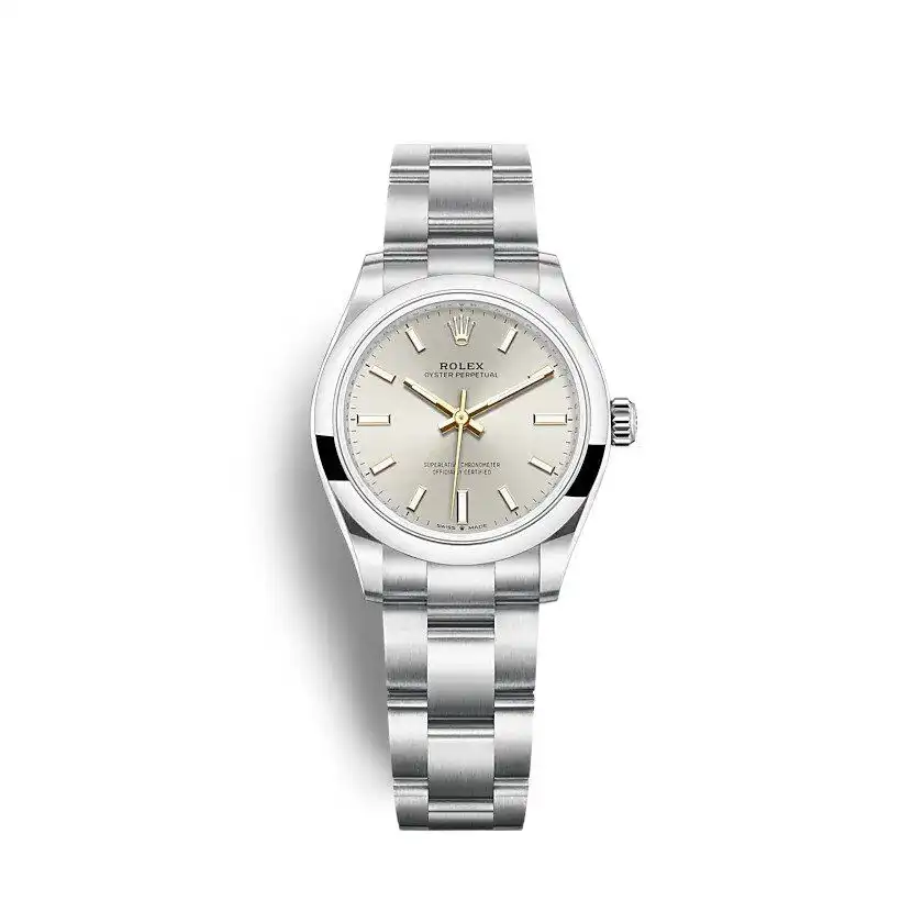 Rolex Oyster Perpetual 277200 replica silver dial — front view