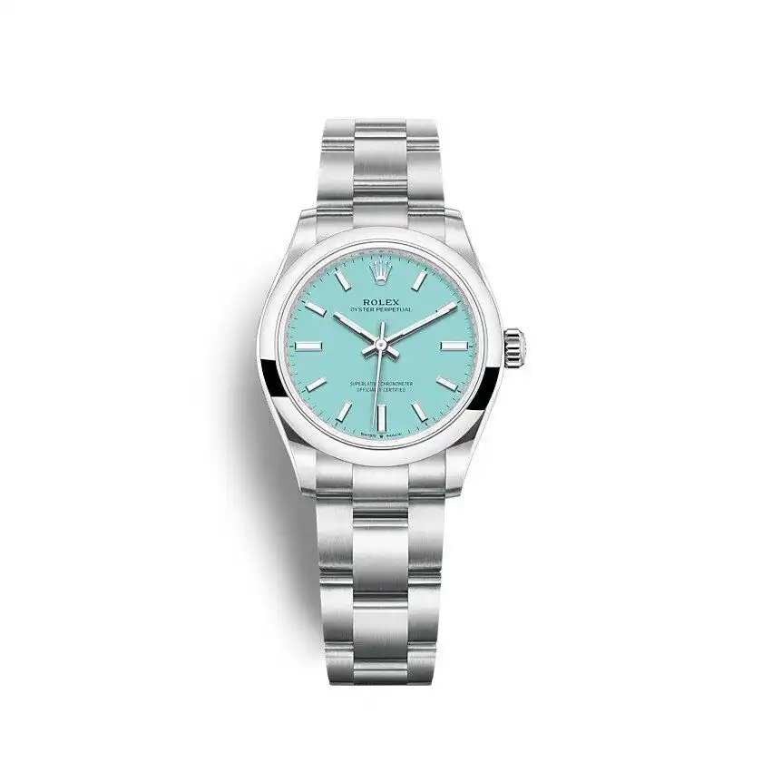 Oyster Perpetual 277200 copy turquoise blue dial — front view