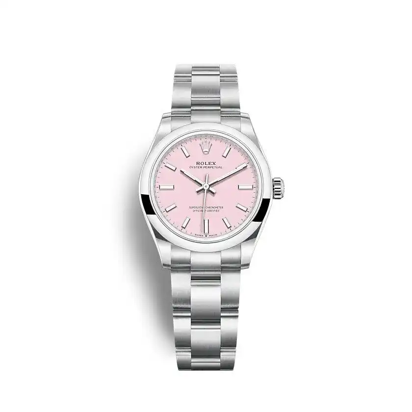 Rolex Oyster Perpetual 124200 clone candy pink dial — front view