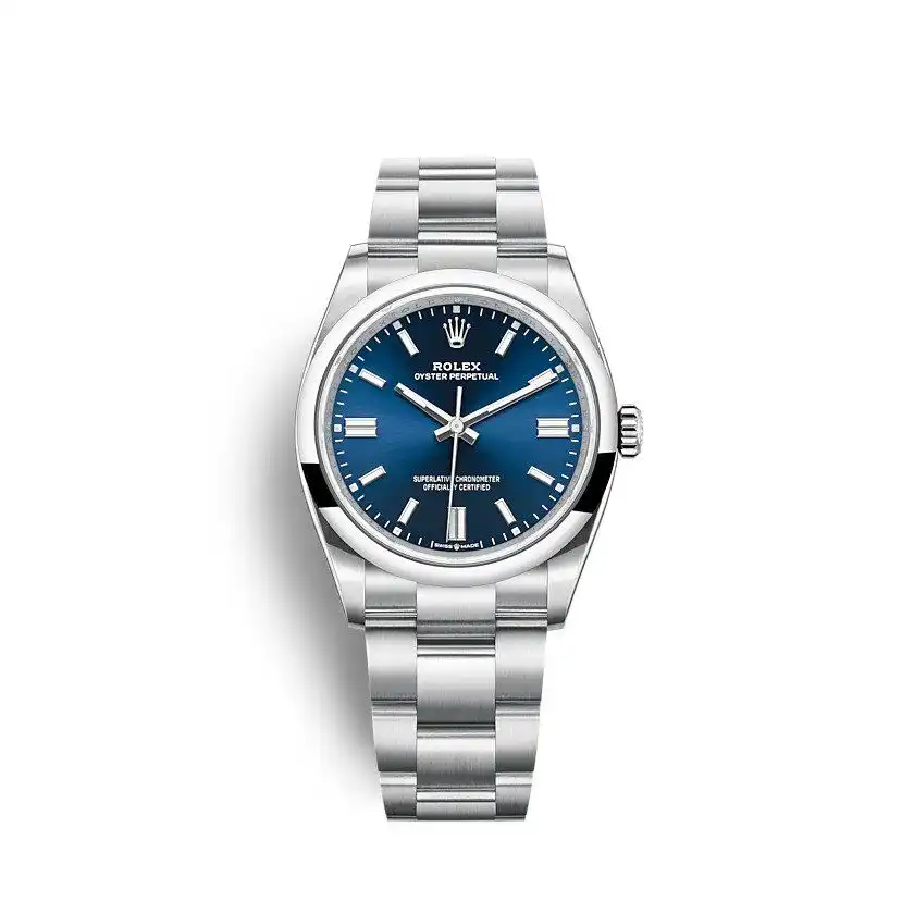 Rolex Oyster Perpetual 126000 copy blue dial — front view