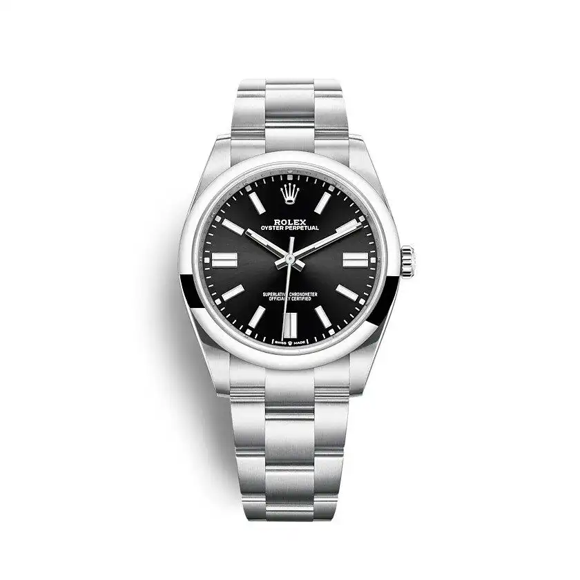 Rolex Oyster Perpetual 124300 super clone replica black dial — front view