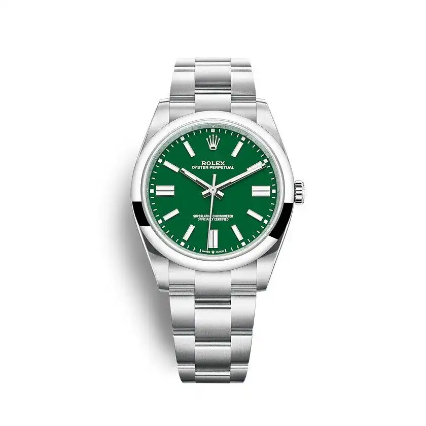 Rolex Oyster Perpetual 124300 super clone replica green dial — front view