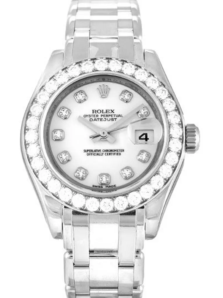 Rolex Pearlmaster 80299 clone white dial — front view