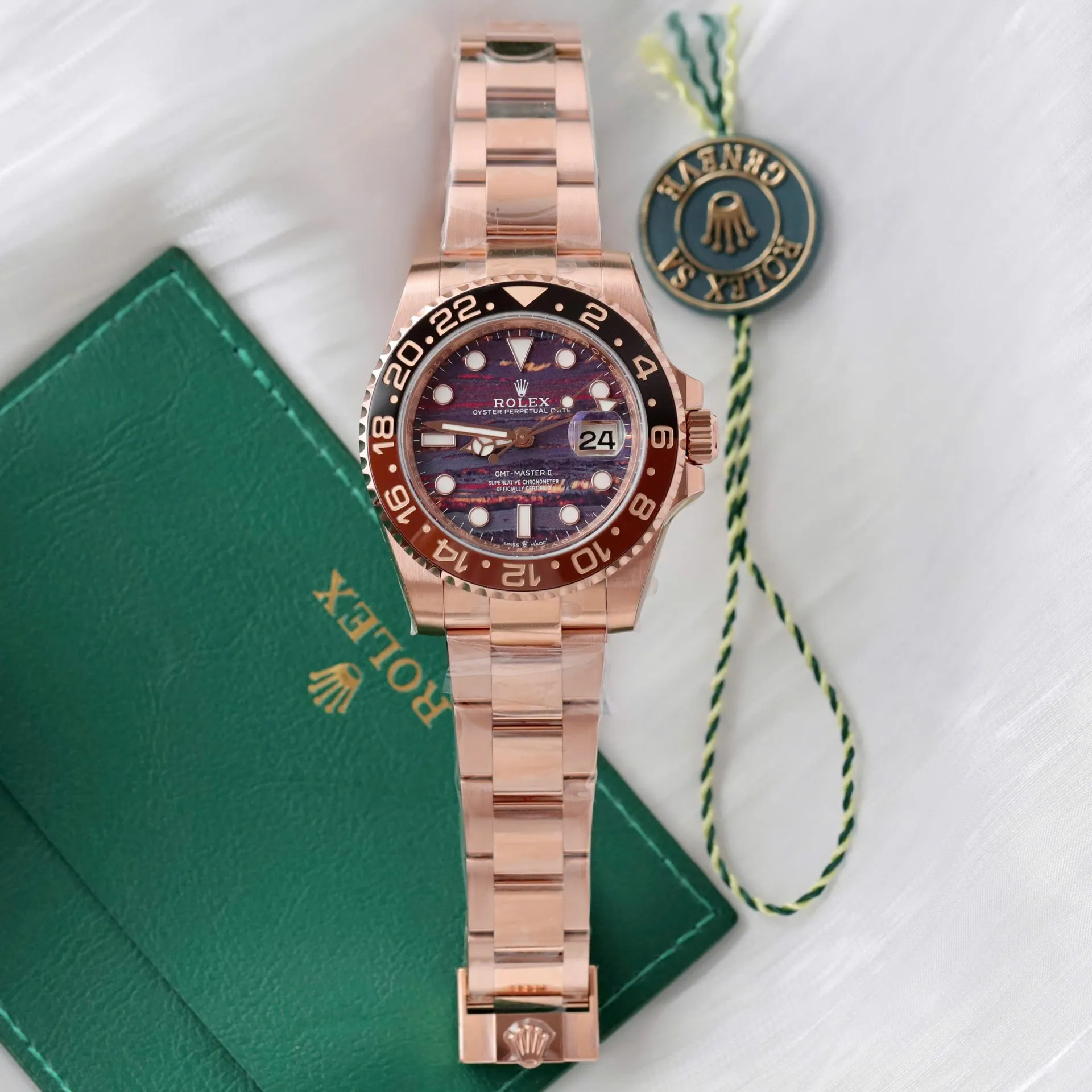 Rolex GMT-Master 126715CHNR super clone replica tiger iron dial — caseback detail