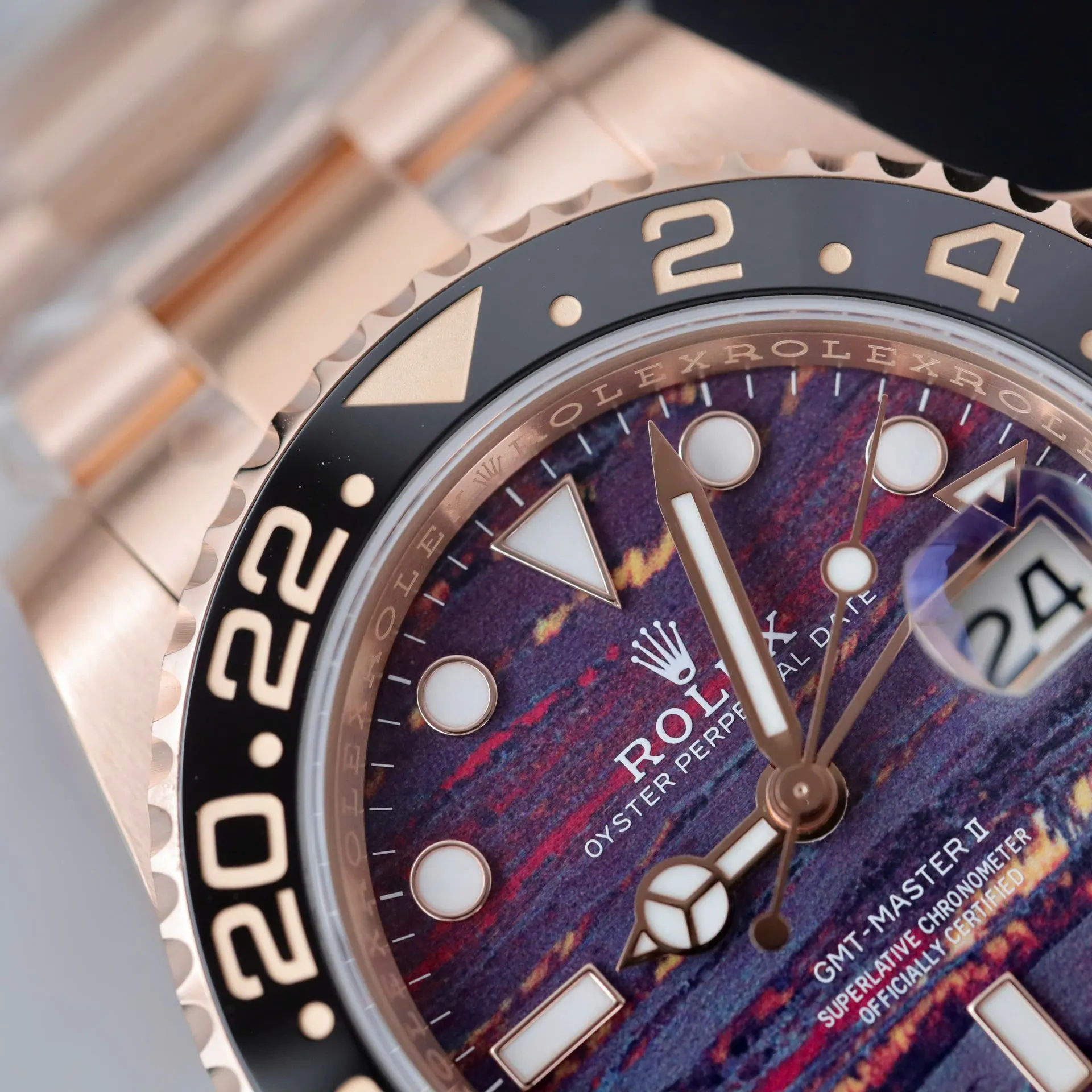 Rolex GMT-Master 126715CHNR copy 40mm — crown and case detail