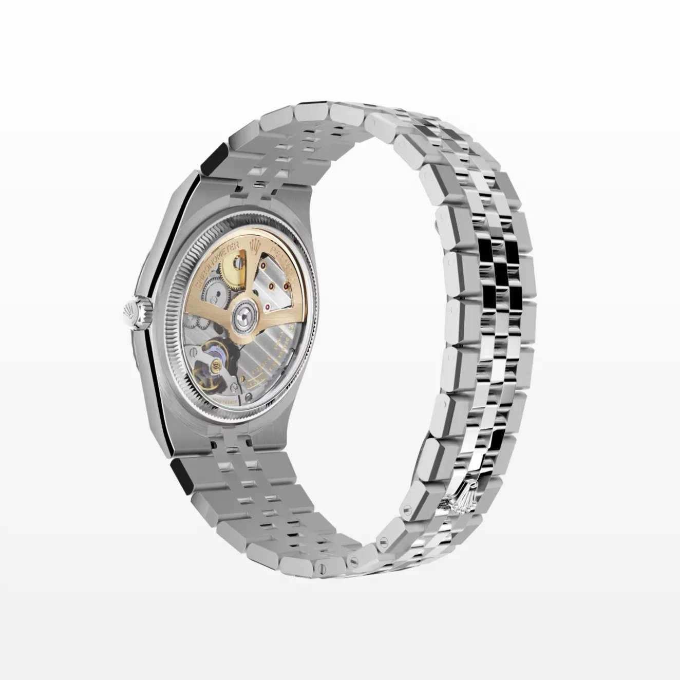 Rolex Land-Dweller 127234 replica intense white dial — caseback detail